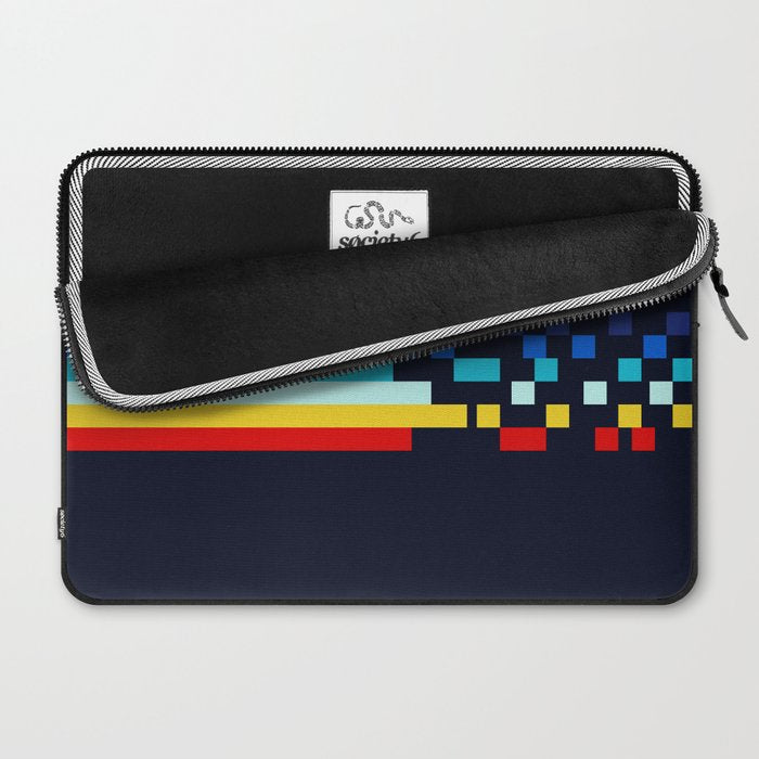 Classic 80s Video Game Retro Stripes Pixel Drops - Ayakazu Laptop Sleeve Gallery Image 2