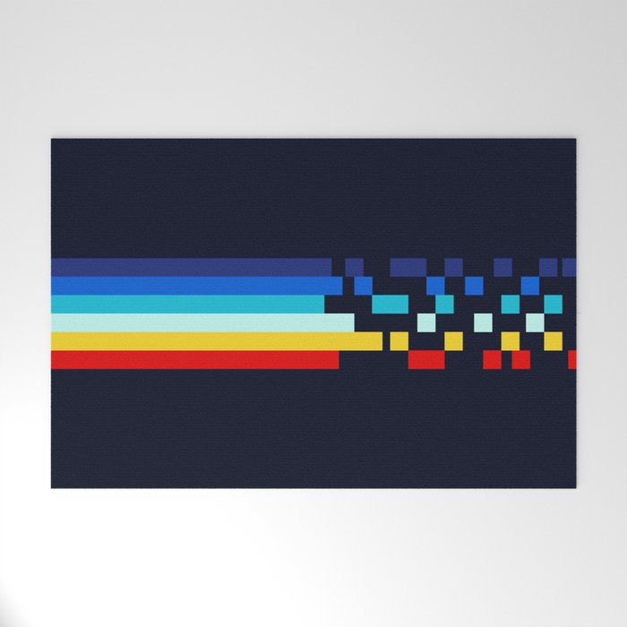 Classic 80s Video Game Retro Stripes Pixel Drops - Ayakazu Welcome Mat Gallery Image 1