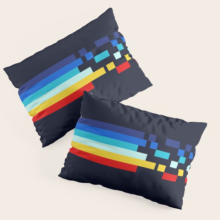 Classic 80s Video Game Retro Stripes Pixel Drops - Ayakazu Pillow Sham Gallery Image 3