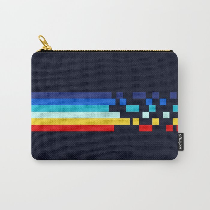 Classic 80s Video Game Retro Stripes Pixel Drops - Ayakazu Carry All Pouch Gallery Image 1