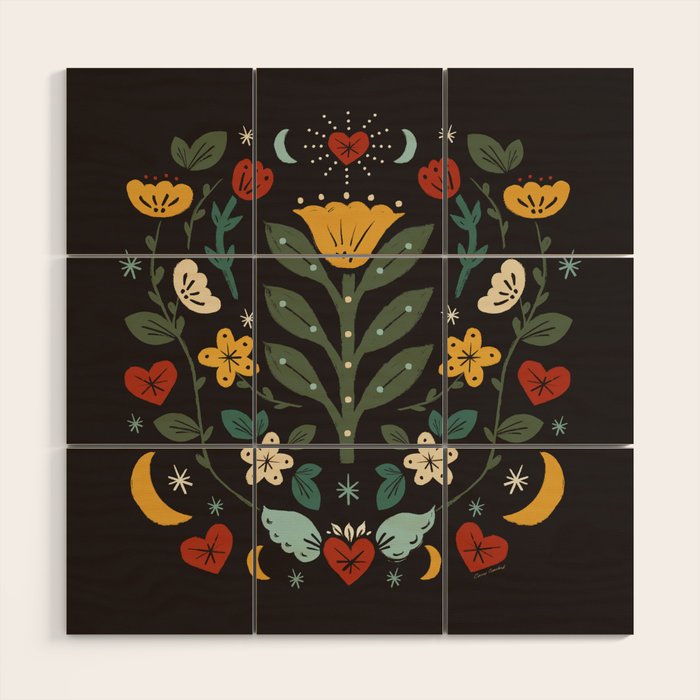Folk Floral | Fall Colors Wood Wall Art Gallery Image 1