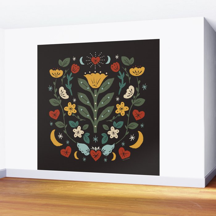 Folk Floral | Fall Colors Wall Mural Gallery Image 2