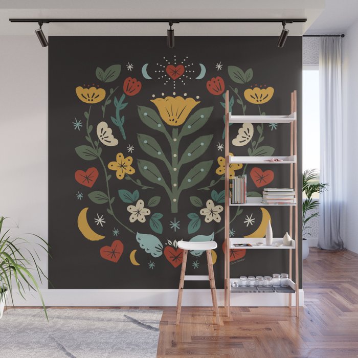 Folk Floral | Fall Colors Wall Mural Gallery Image 1