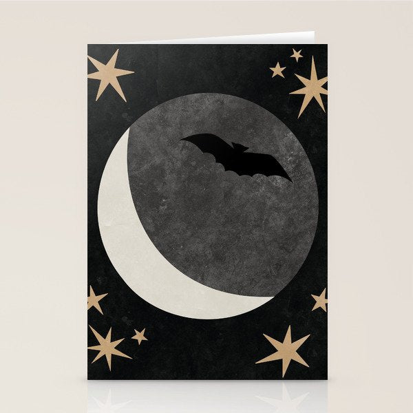 Halloween Bat and Moon Stationery Card Gallery Image 1