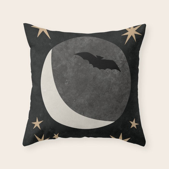 Halloween Bat and Moon Throw Pillow Gallery Image 6