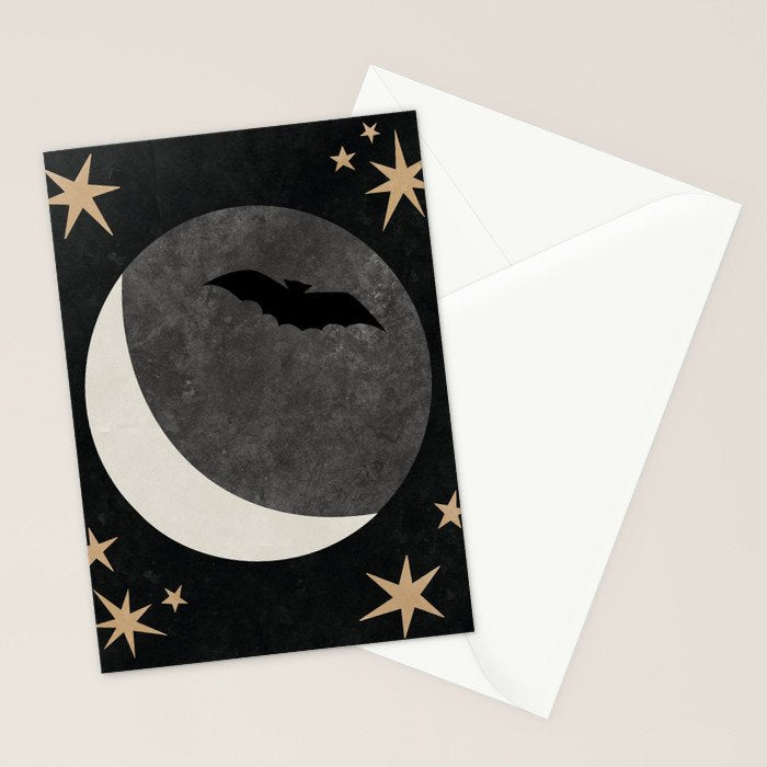 Halloween Bat and Moon Stationery Card Gallery Image 2