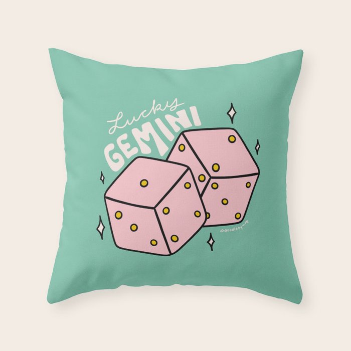 Gemini Dice Throw Pillow Gallery Image 6