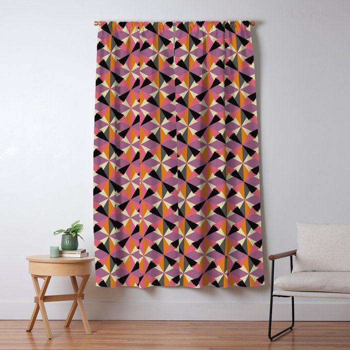 Geometric Color Utopia orange, lilac, gray, cream and black Window Curtain Gallery Image 5