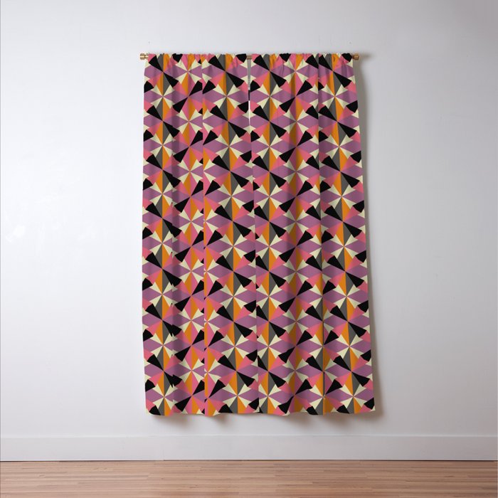 Geometric Color Utopia orange, lilac, gray, cream and black Window Curtain Gallery Image 3