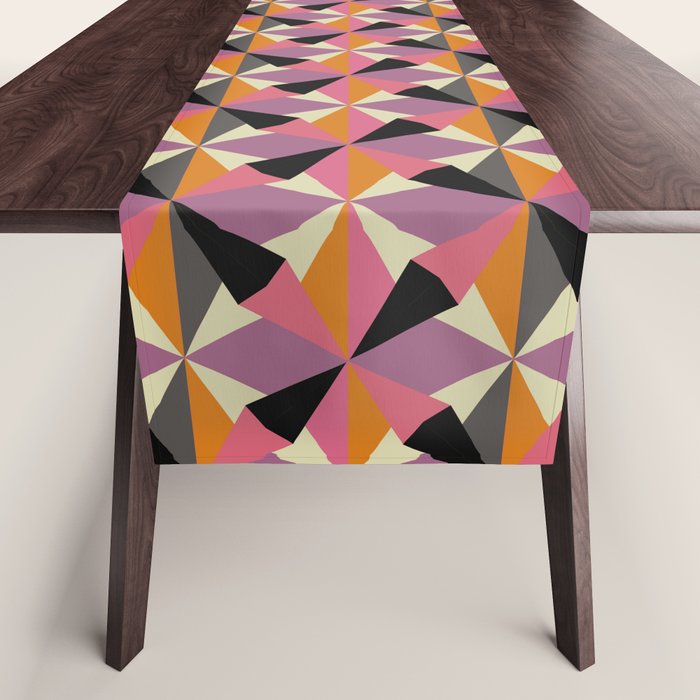 Geometric Color Utopia orange, lilac, gray, cream and black Table Runner Gallery Image 1