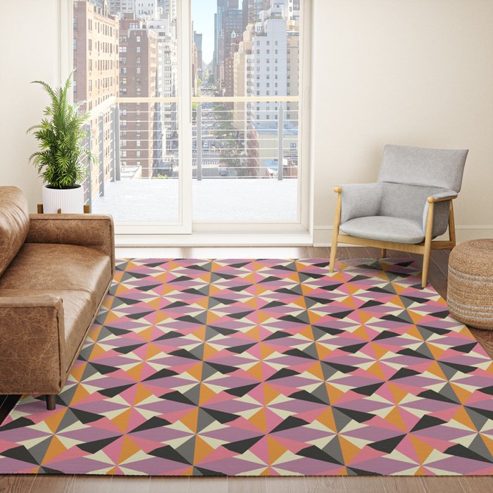 Geometric Color Utopia orange, lilac, gray, cream and black Rug Gallery Image 4
