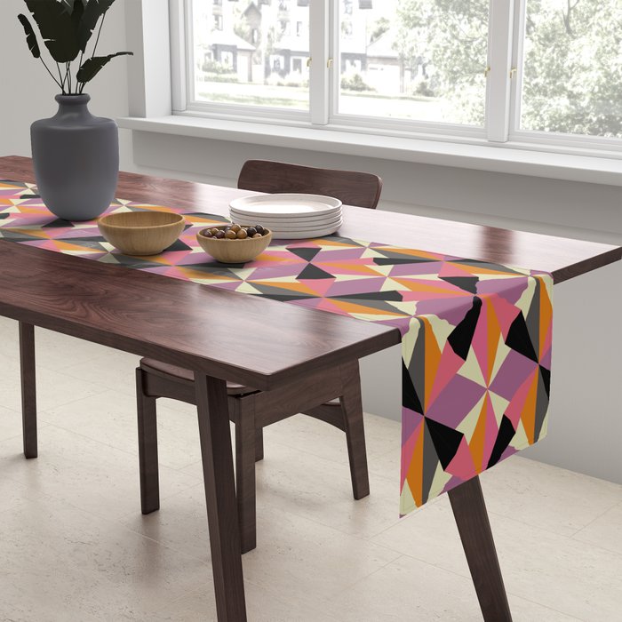 Geometric Color Utopia orange, lilac, gray, cream and black Table Runner Gallery Image 2