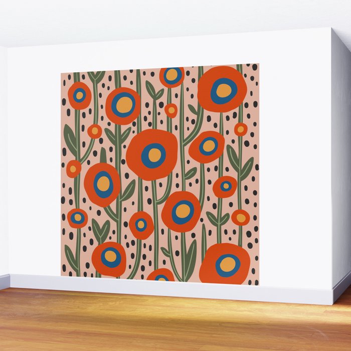 Flower Market Amsterdam, Abstract Modern Floral Print Wall Mural Gallery Image 2
