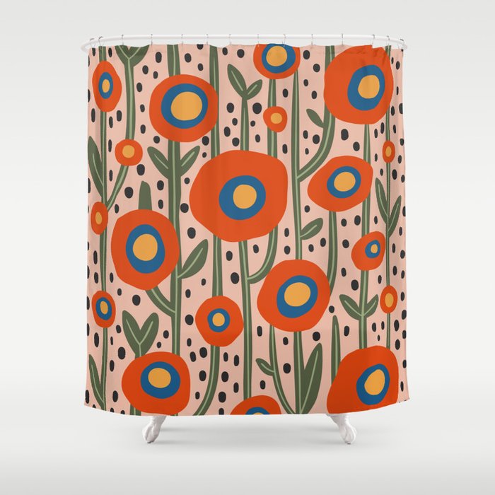 Flower Market Amsterdam, Abstract Modern Floral Print Shower Curtain Gallery Image 1