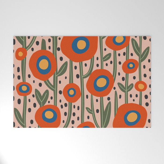 Flower Market Amsterdam, Abstract Modern Floral Print Welcome Mat Gallery Image 1