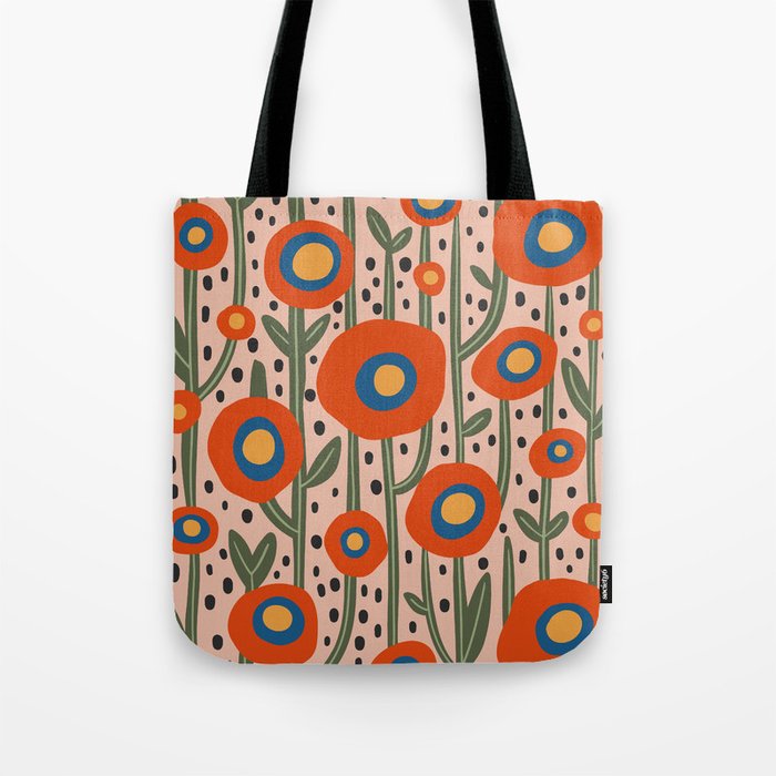 Flower Market Amsterdam, Abstract Modern Floral Print Tote Bag Gallery Image 1