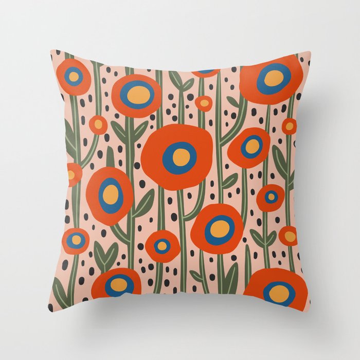 Flower Market Amsterdam, Abstract Modern Floral Print Throw Pillow Gallery Image 1