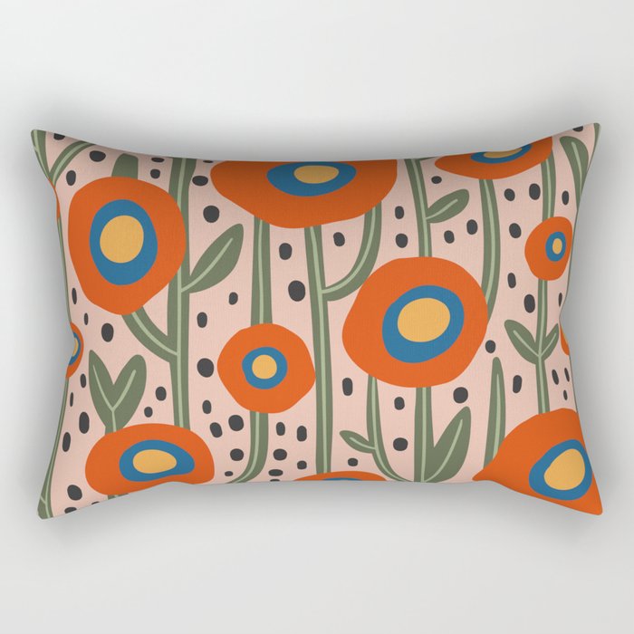 Flower Market Amsterdam, Abstract Modern Floral Print Rectangular Pillow Gallery Image 1