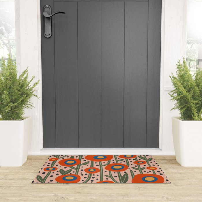 Flower Market Amsterdam, Abstract Modern Floral Print Welcome Mat Gallery Image 3