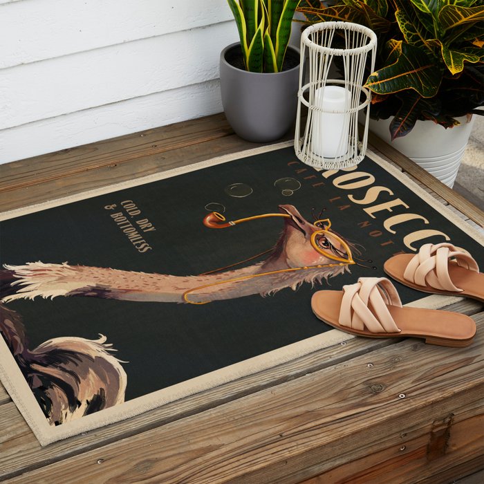 Cool Vintage Prosecco Ad Illustration Outdoor Rug Gallery Image 2