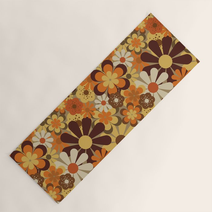 70's Floral Prints, Retro Art Yoga Mat Gallery Image 1