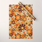 70's Floral Prints, Retro Art Wrapping Paper Gallery Image 1