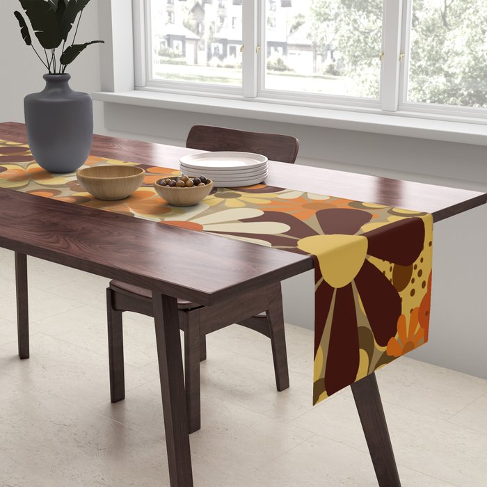 70's Floral Prints, Retro Art Table Runner Gallery Image 2