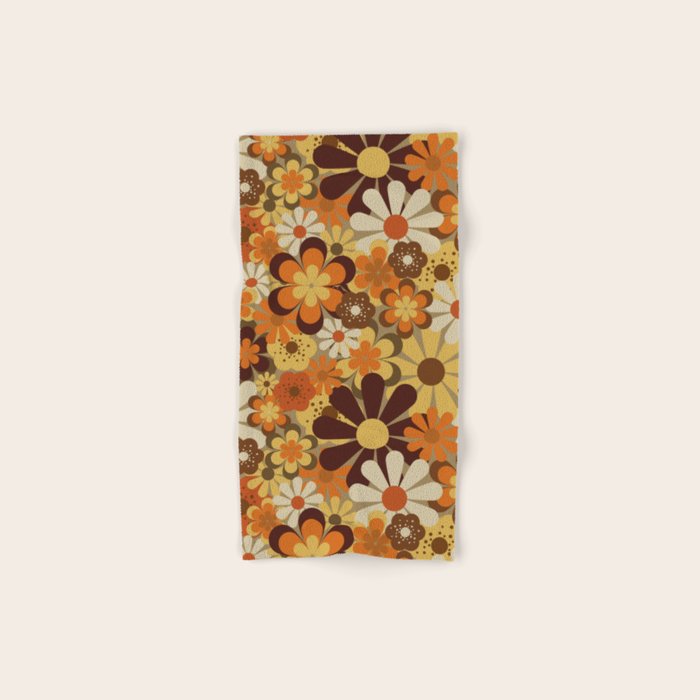 70's Floral Prints, Retro Art Bath Towel Gallery Image 1