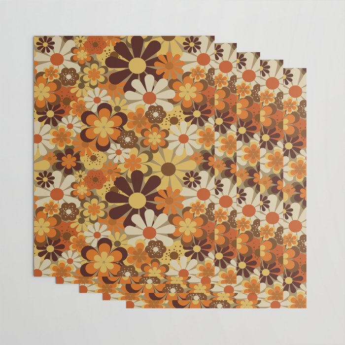70's Floral Prints, Retro Art Wrapping Paper Gallery Image 3