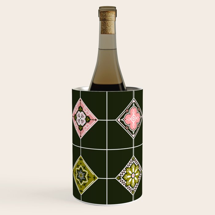 Talavera Mexican Tile - Blush & Sage Palette Wine Chiller Gallery Image 1