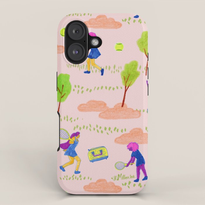 Let's Play Tennis in Peachy Pink iPhone Case Gallery Image 1