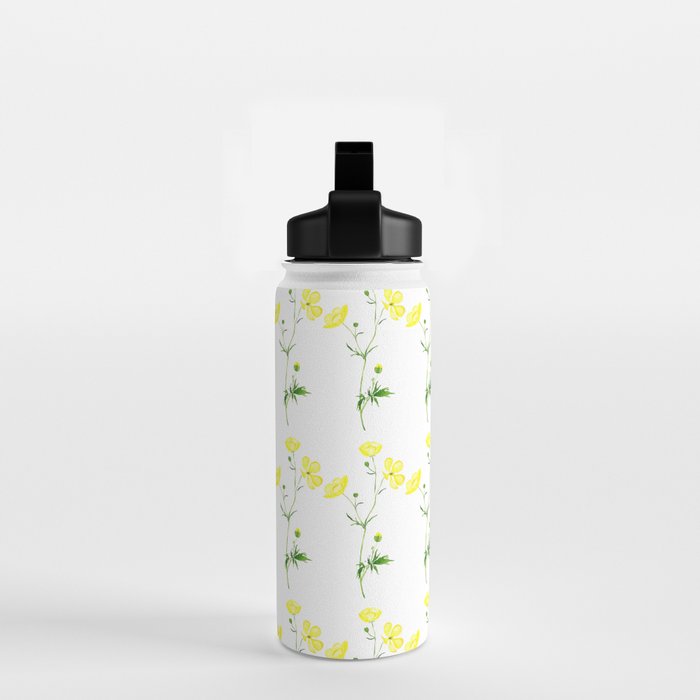 yellow buttercup flower watercolor Water Bottle Gallery Image 2