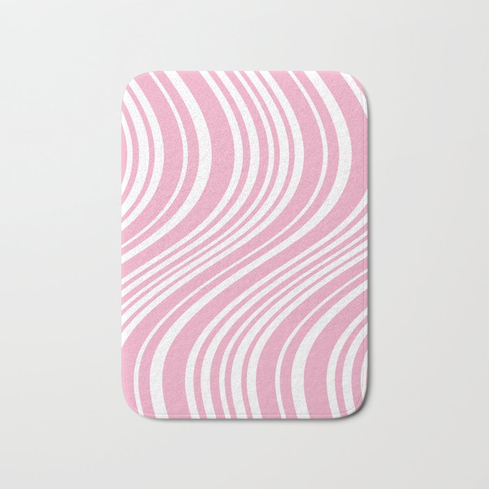 Wavy Stripes XXXI - Pastel Pink  Bath Mat Gallery Image 1