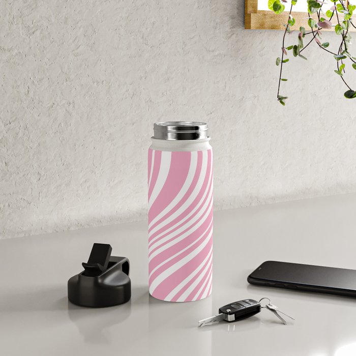 Wavy Stripes XXXI - Pastel Pink  Water Bottle Gallery Image 4