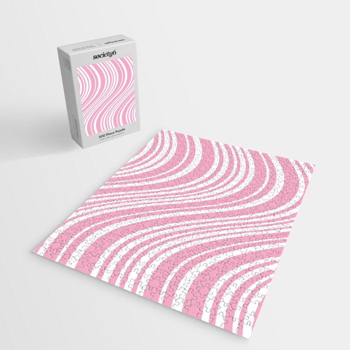 Wavy Stripes XXXI - Pastel Pink  Jigsaw Puzzle Gallery Image 2