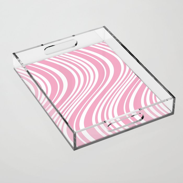 Wavy Stripes XXXI - Pastel Pink  Acrylic Tray Gallery Image 1