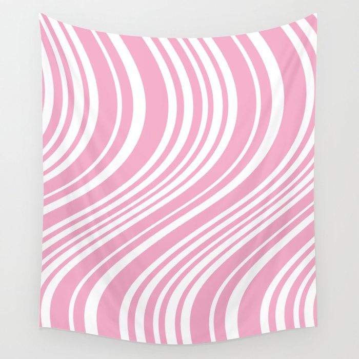 Wavy Stripes XXXI - Pastel Pink  Wall Tapestry Gallery Image 4