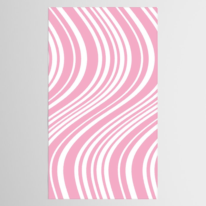 Wavy Stripes XXXI - Pastel Pink  Tablecloth Gallery Image 2