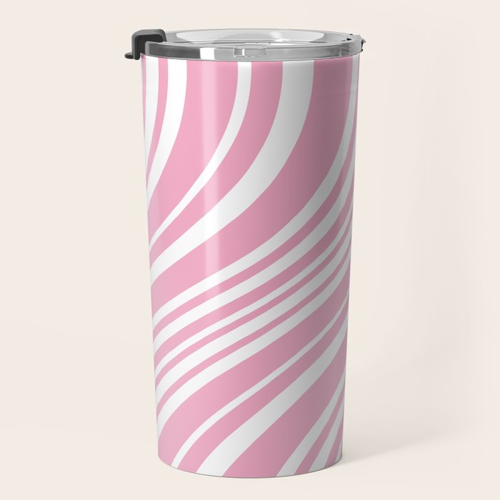 Wavy Stripes XXXI - Pastel Pink  Travel Mug Gallery Image 3