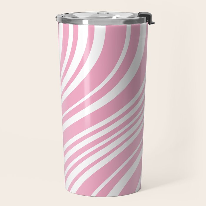 Wavy Stripes XXXI - Pastel Pink  Travel Mug Gallery Image 2