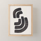 Turn Around Couple Mid Century Modern Minimalist Black Ink Painting Funky Tribal Mini Art Print Gallery Image 1