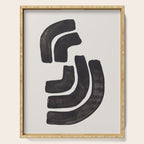Turn Around Couple Mid Century Modern Minimalist Black Ink Painting Funky Tribal Serving Tray Gallery Image 1