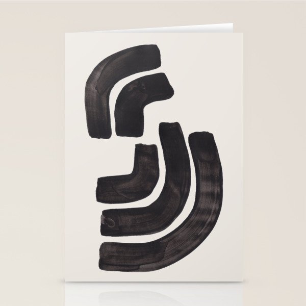 Turn Around Couple Mid Century Modern Minimalist Black Ink Painting Funky Tribal Stationery Card Gallery Image 2