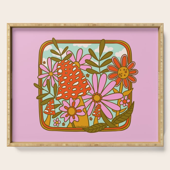 Mushrooms and Flowers Serving Tray Gallery Image 1