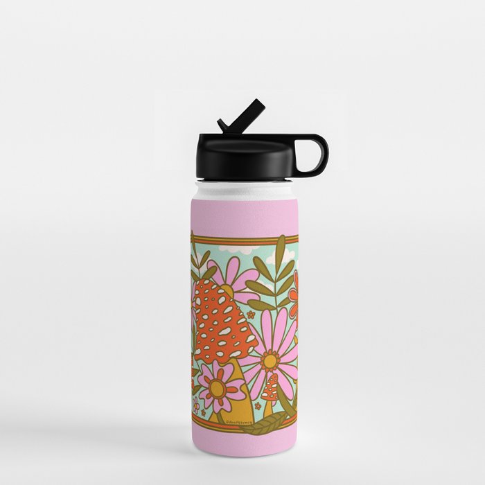 Mushrooms and Flowers Water Bottle Gallery Image 1