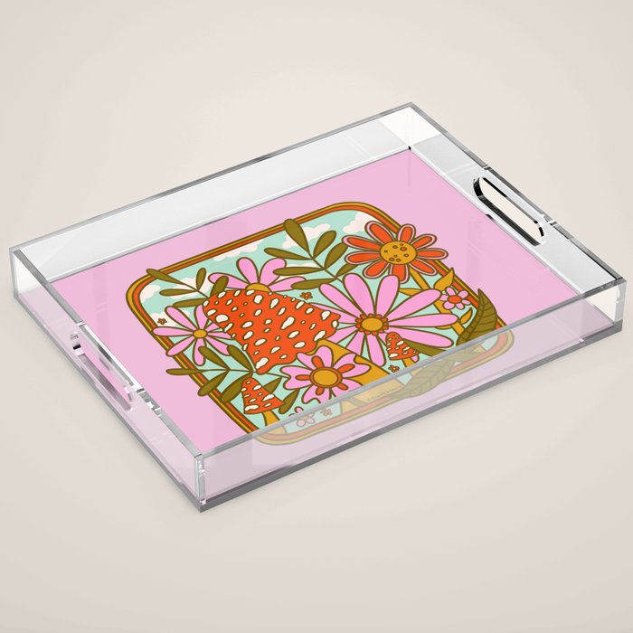 Mushrooms and Flowers Acrylic Tray Gallery Image 1