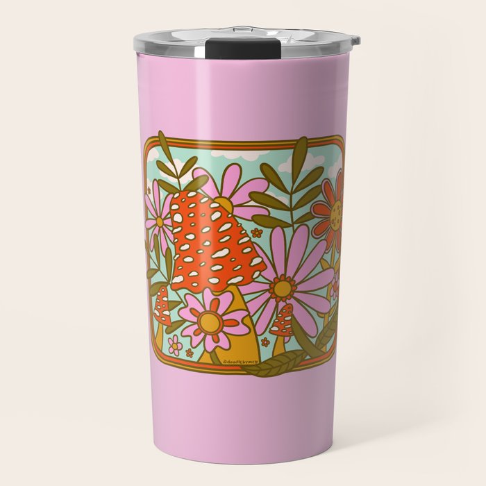 Mushrooms and Flowers Travel Mug Gallery Image 1