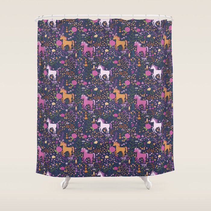 Unicorns Dancing in an Enchanted Garden Shower Curtain Gallery Image 1