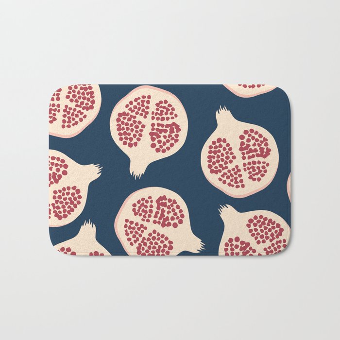 Pomegranate Fruit Navy Blue Bath Mat Gallery Image 1