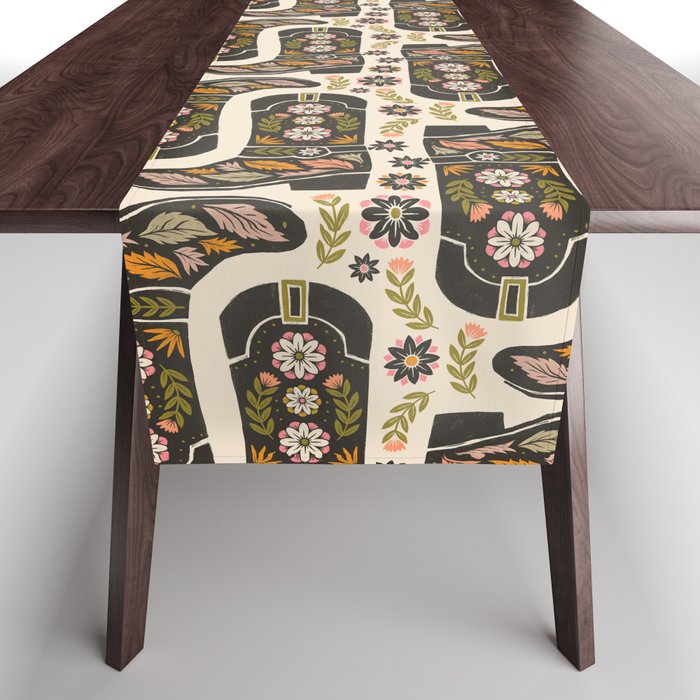 Cowboy boots and flowers Table Runner Gallery Image 1